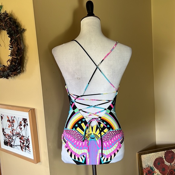 MARA HOFFMAN Size Small Colorful Phoenix Bird Sun Goddess One-Piece Swim $228 - Picture 7 of 16